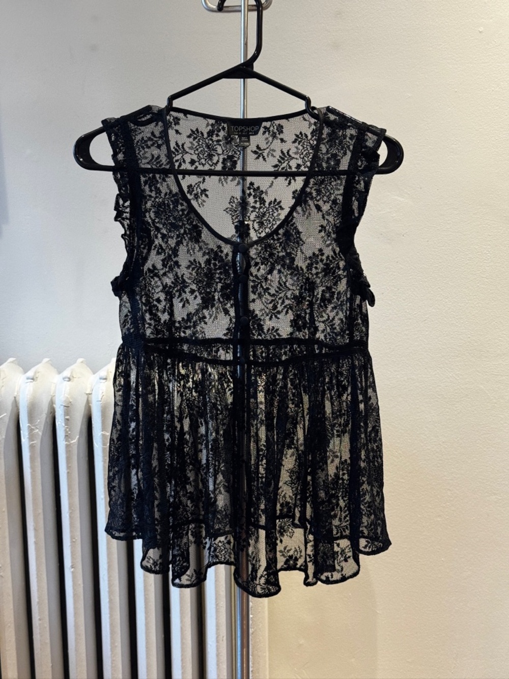 Topshop Sheer Lace Babydoll Blouse
